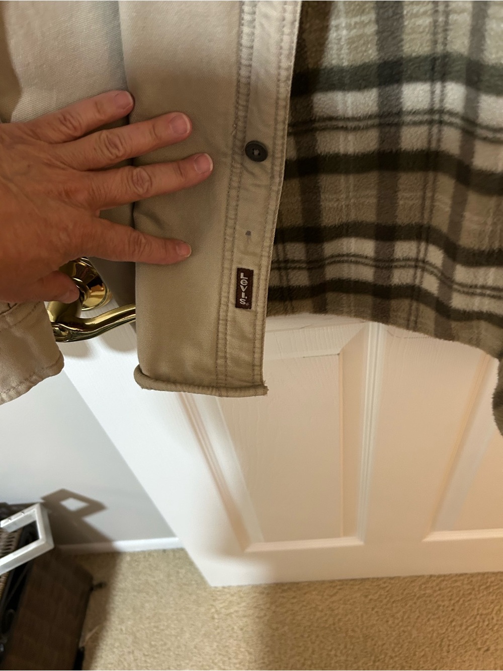 Levi's XXL Tan Lightweight Shirt Jacket with Plaid Lining - Picture 4 of 6